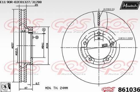 Maxtech 861036.0080 - Тормозной диск autospares.lv