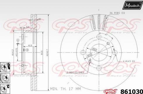 Maxtech 861030.6880 - Тормозной диск autospares.lv