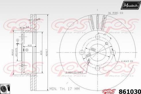 Maxtech 861030.0060 - Тормозной диск autospares.lv