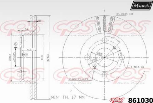 Maxtech 861030.0000 - Тормозной диск autospares.lv