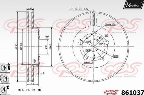 Maxtech 861037.6980 - Тормозной диск autospares.lv