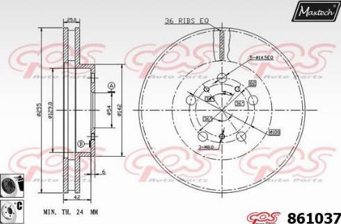 Maxtech 861037.6060 - Тормозной диск autospares.lv