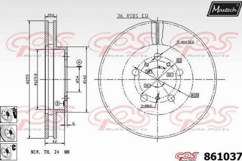 Maxtech 861037.6880 - Тормозной диск autospares.lv