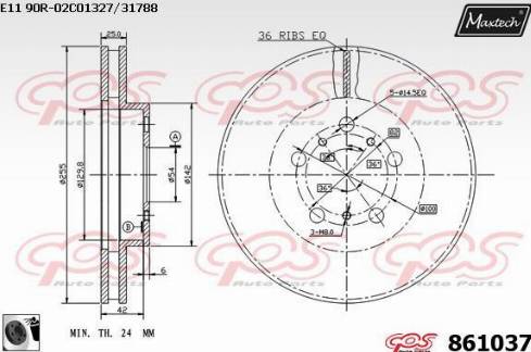 Maxtech 861037.0060 - Тормозной диск autospares.lv