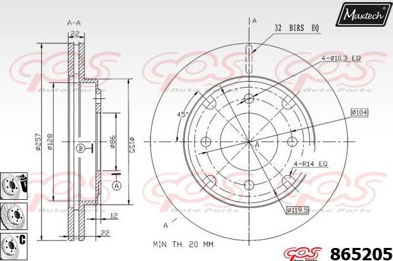 Maxtech 873599 - Тормозной диск autospares.lv