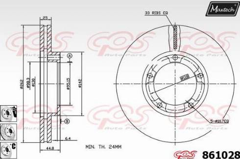 Maxtech 861028.6980 - Тормозной диск autospares.lv