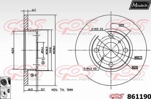 Maxtech 861190.6060 - Тормозной диск autospares.lv