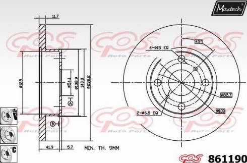 Maxtech 861190.6880 - Тормозной диск autospares.lv