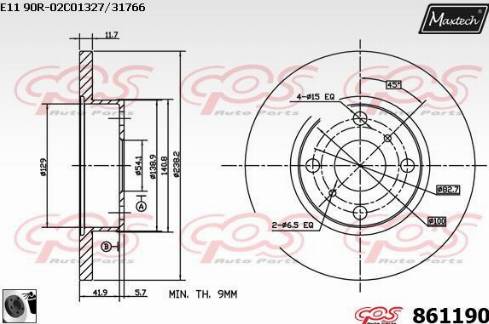 Maxtech 861190.0060 - Тормозной диск autospares.lv