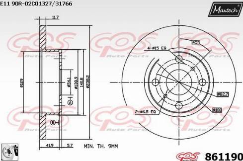 Maxtech 861190.0080 - Тормозной диск autospares.lv