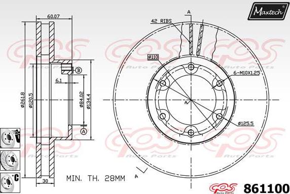 Maxtech 861162 - Тормозной диск autospares.lv