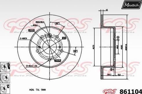 Maxtech 861104.6980 - Тормозной диск autospares.lv