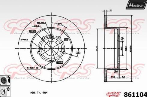 Maxtech 861104.6060 - Тормозной диск autospares.lv