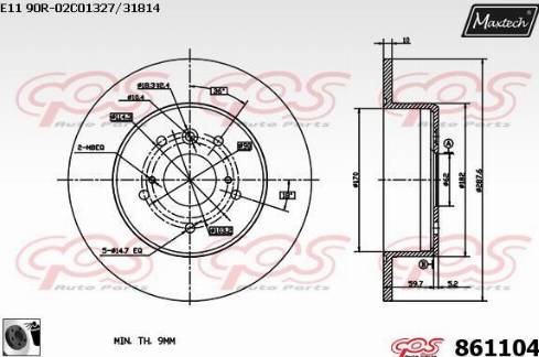 Maxtech 861104.0060 - Тормозной диск autospares.lv