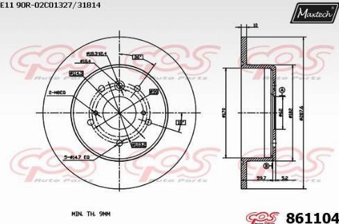 Maxtech 861104.0000 - Тормозной диск autospares.lv