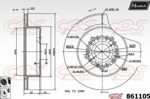 Maxtech 861105.6060 - Тормозной диск autospares.lv