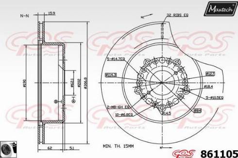 Maxtech 861105.0060 - Тормозной диск autospares.lv