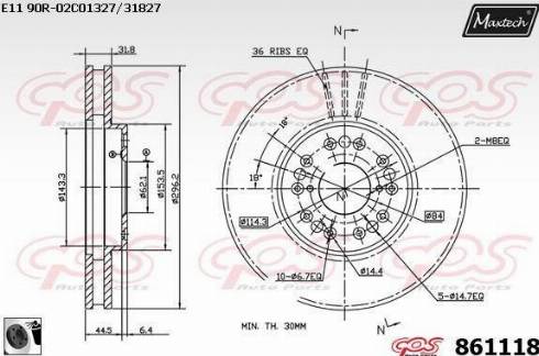 Maxtech 861118.0060 - Тормозной диск autospares.lv