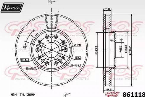 Maxtech 861118.6880 - Тормозной диск autospares.lv