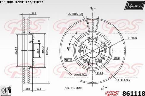 Maxtech 861118.0080 - Тормозной диск autospares.lv