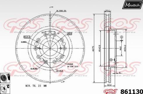 Maxtech 861130.6060 - Тормозной диск autospares.lv