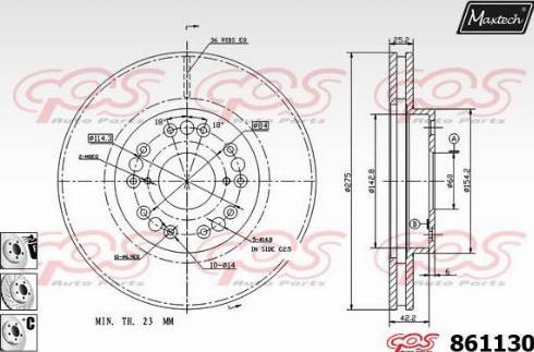 Maxtech 861130.6980 - Тормозной диск autospares.lv