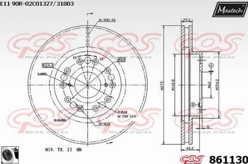 Maxtech 861130.0060 - Тормозной диск autospares.lv