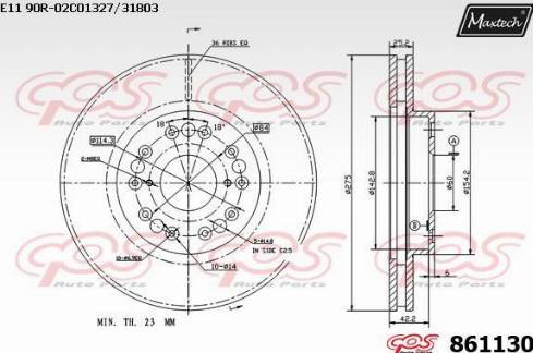 Maxtech 861130.0000 - Тормозной диск autospares.lv