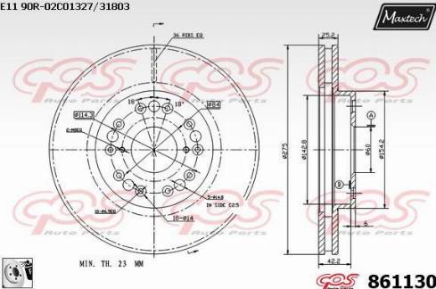 Maxtech 861130.0080 - Тормозной диск autospares.lv