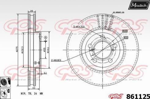 Maxtech 861125.6060 - Тормозной диск autospares.lv