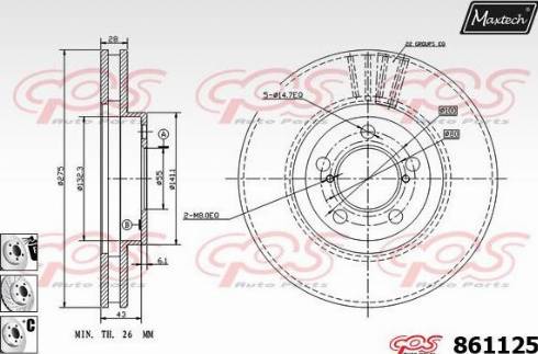 Maxtech 861125.6980 - Тормозной диск autospares.lv