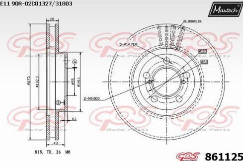 Maxtech 861125.0000 - Тормозной диск autospares.lv