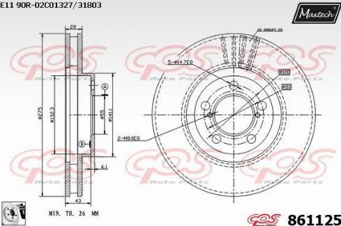 Maxtech 861125.0080 - Тормозной диск autospares.lv