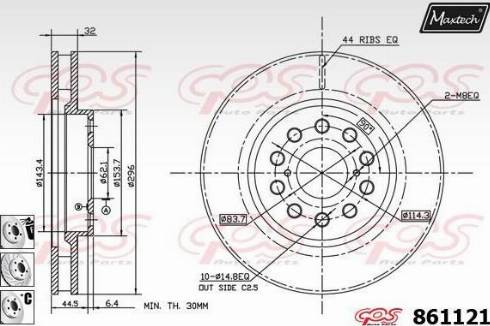 Maxtech 861121.6880 - Тормозной диск autospares.lv