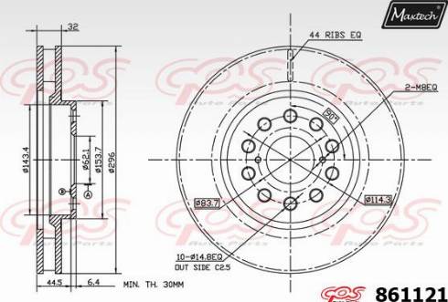 Maxtech 861121.0000 - Тормозной диск autospares.lv