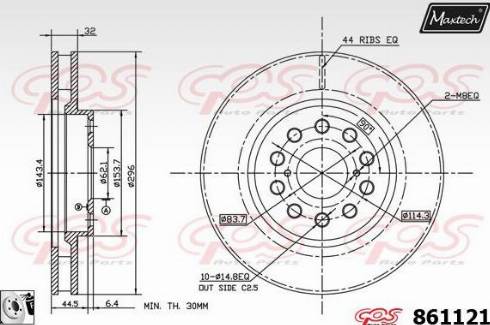 Maxtech 861121.0080 - Тормозной диск autospares.lv