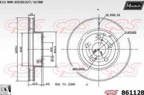 Maxtech 861128.0080 - Тормозной диск autospares.lv