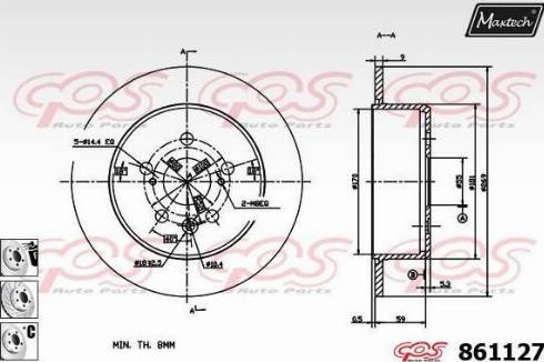 Maxtech 861127.6880 - Тормозной диск autospares.lv