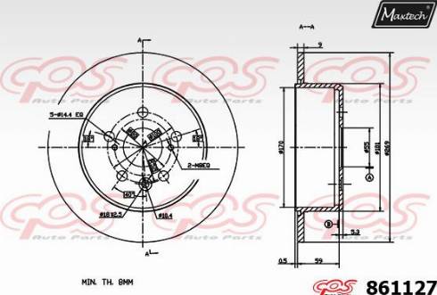 Maxtech 861127.0000 - Тормозной диск autospares.lv