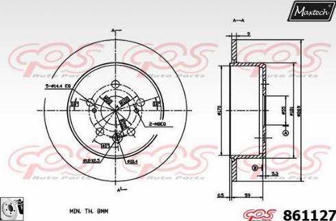 Maxtech 861127.0080 - Тормозной диск autospares.lv