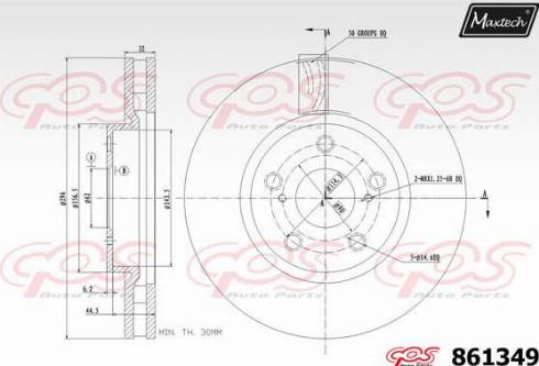 Maxtech 861349.0000 - Тормозной диск autospares.lv