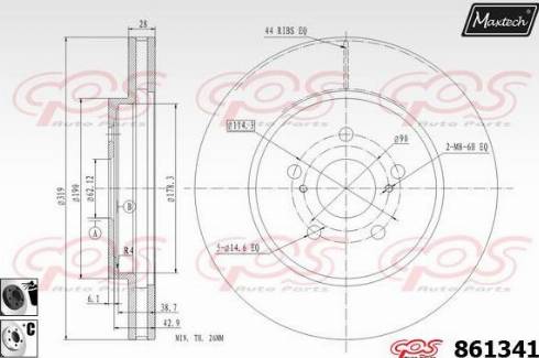 Maxtech 861341.6060 - Тормозной диск autospares.lv