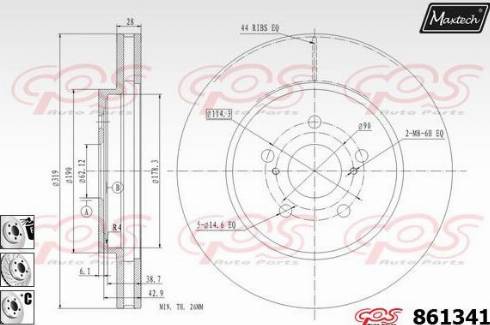 Maxtech 861341.6880 - Тормозной диск autospares.lv