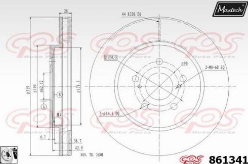 Maxtech 861341.0080 - Тормозной диск autospares.lv