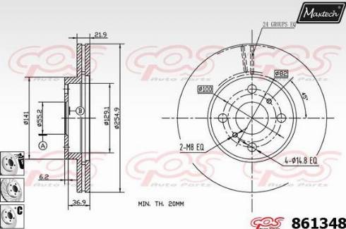 Maxtech 861348.6880 - Тормозной диск autospares.lv