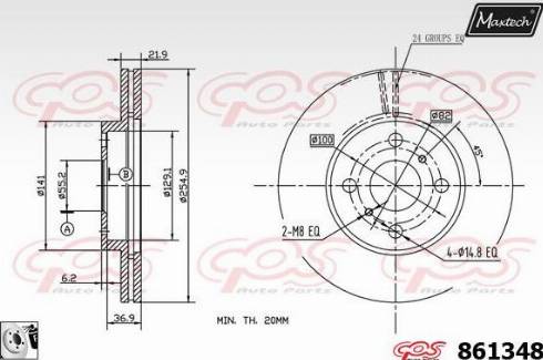 Maxtech 861348.0080 - Тормозной диск autospares.lv