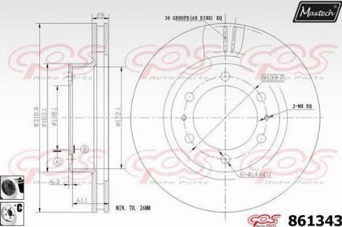 Maxtech 861343.6060 - Тормозной диск autospares.lv