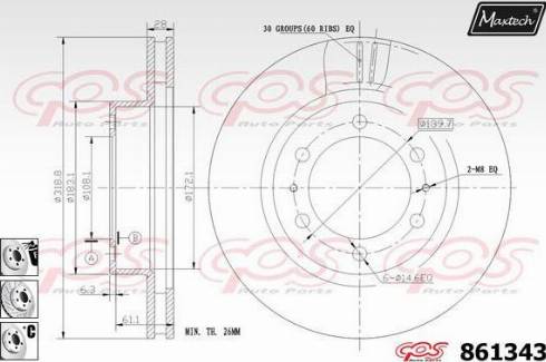 Maxtech 861343.6880 - Тормозной диск autospares.lv