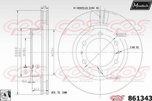 Maxtech 861343.0080 - Тормозной диск autospares.lv