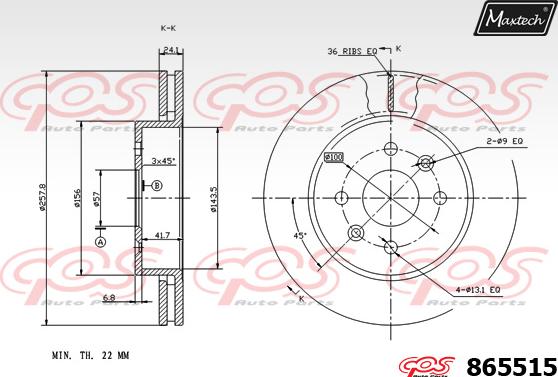 Maxtech 861343 - Тормозной диск autospares.lv